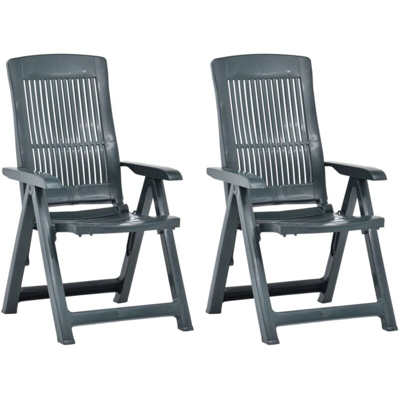 Garden Reclining Chairs 2 pcs Plastic Green vidaXL