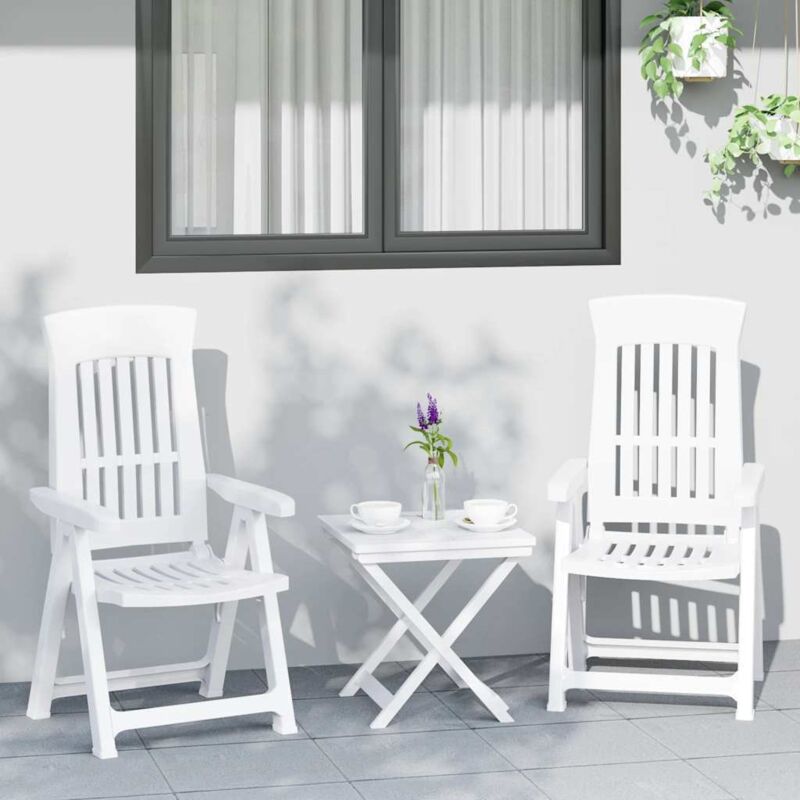 Garden Reclining Chairs 2 pcs White PP vidaXL