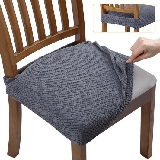 Grey 4PCS Stretchable Jacquard Waffle Pattern Chair Covers, Removable and Washable, for Dining Room, Kitchen, Office, Hotel