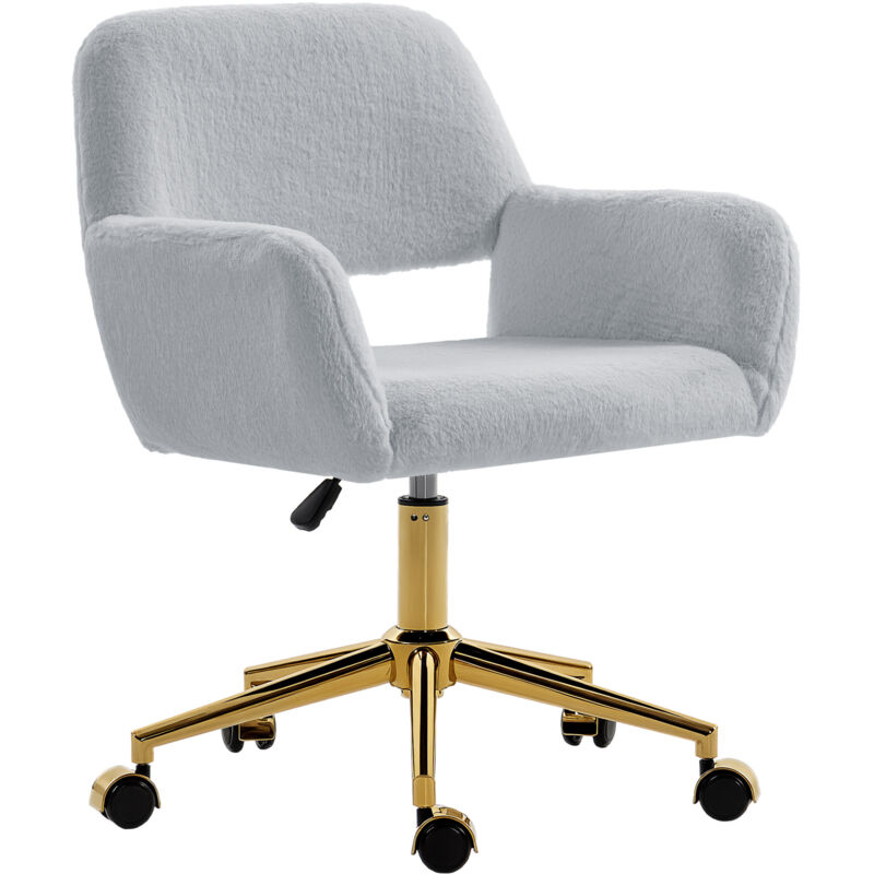 HOMCOM Swivel Office Chair, Vanity Desk Chair with Adjustable Height, Wheels