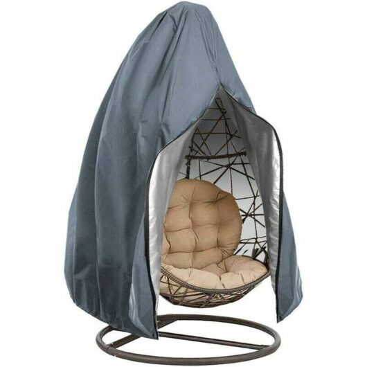 Hanging Chair Cover 190 x 115cm Dustproof Egg Shape Protective Cover for Patio Garden Rattan Swing Chair Outdoor Furniture Cover Zipper