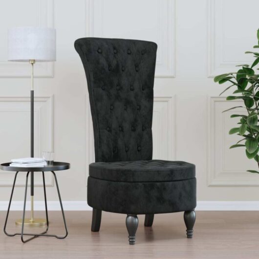 High Back Chair Black Velvet Button Design Vidaxl