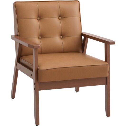 Homcom - Accent Chair pu Leather Armchair with Armrests for Living Room Brown