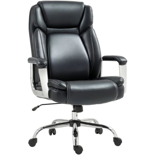 Homcom - Faux Leather Desk Chair with Adjustable Height, 227kg 500LBS, Black