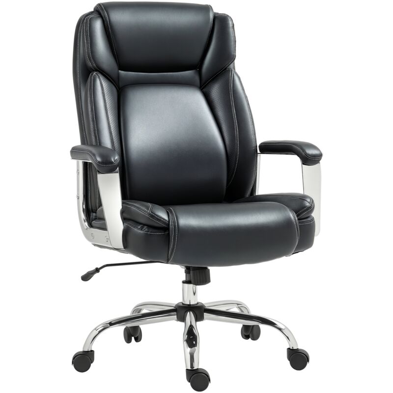 Homcom - Faux Leather Desk Chair with Adjustable Height, 227kg 500LBS, Black