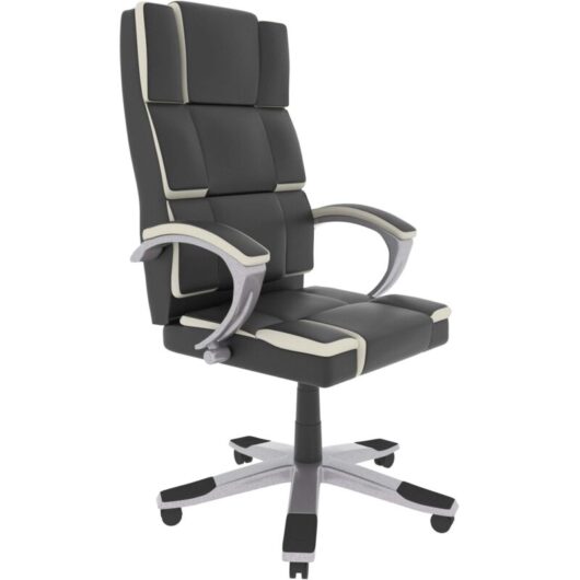Home Discount - Henderson Office Chair Faux Leather Adjustable Ergonomic Executive Computer Desk Chair Swivel Seat, Black & White