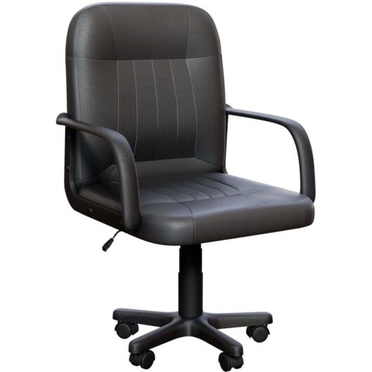 Home Discount - Morton Office Chair Faux Leather Adjustable Ergonomic Computer Desk Chair, Black