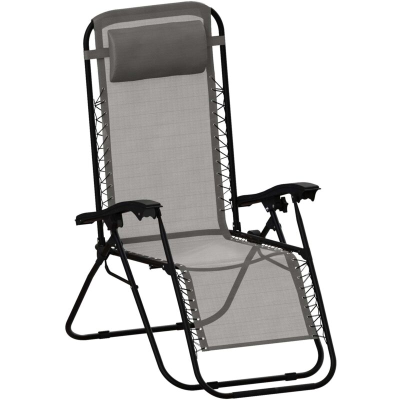 Home Discount - Zero Gravity Chair Set of 2 Recliner Outdoor Reclining Garden Sun Lounger Portable, Grey