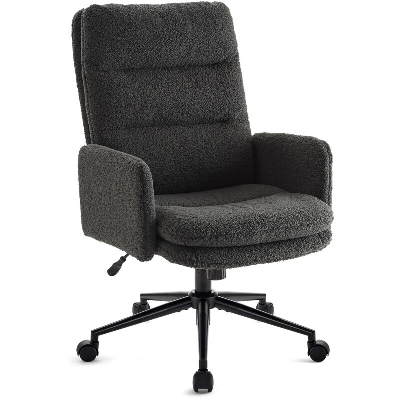 IWMH Ergonomic Office Chair with Casters, Height-Adjustable Swivel Chair, Barber Chair with High Backrest, Desk Chair with Armrests - Gray