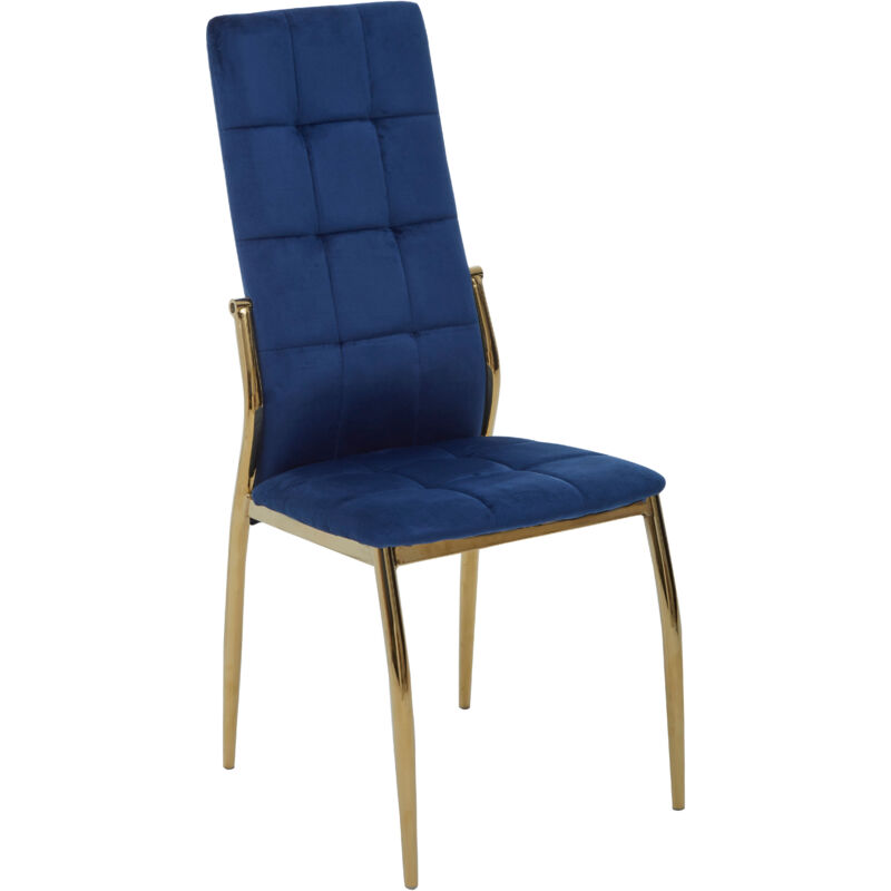 Interiors by Premier Dark Blue Velvet Dining Chair, Modern Dining Chair, Blue & Gold Velvet Upholstered Dining Chair for Home