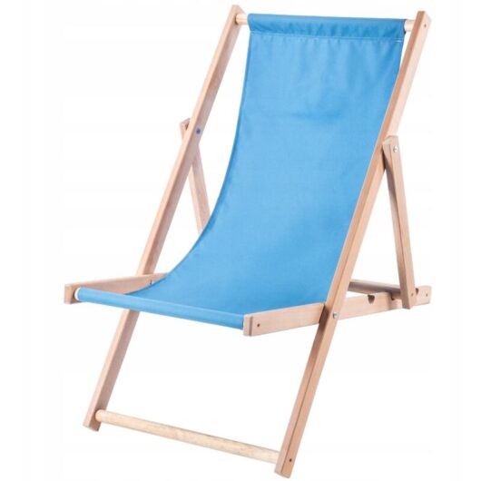 KADAX deck chair, wooden beach chair, sun lounger up to 120kg, blue