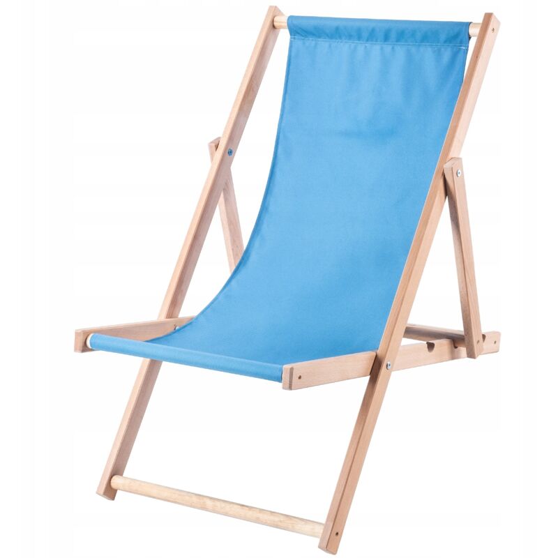 KADAX deck chair, wooden beach chair, sun lounger up to 120kg, blue