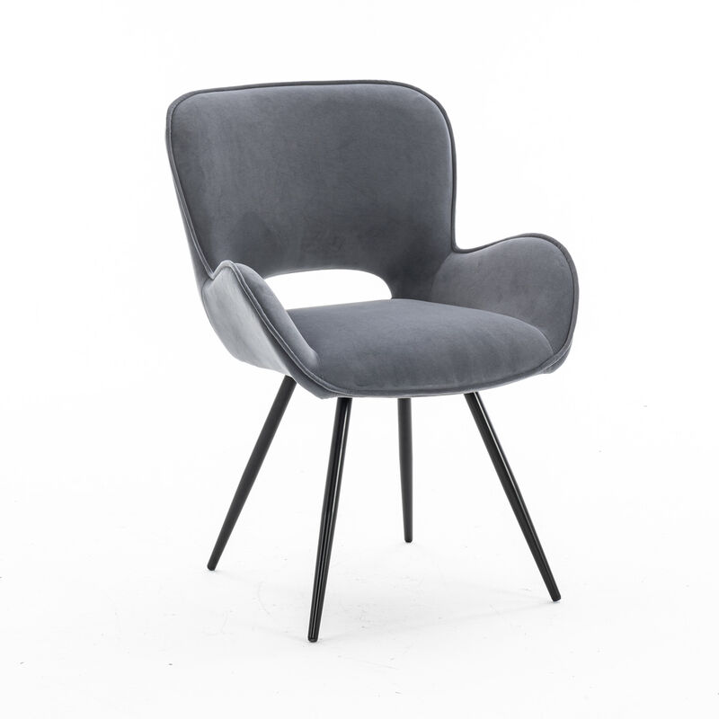 LILY MODERN VELVET DINING CHAIR PADDED SEAT METAL LEG KITCHEN 8 PCS Grey