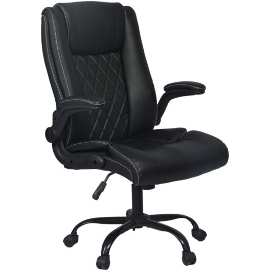 Levede Executive Office Chair PU Leather Reclining Desk Chair Flip-Up Armrests