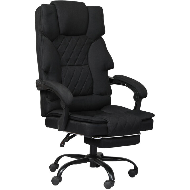 Levede Office Chair with Footrest Linen Fabric High Back Swivel 135° Reclining