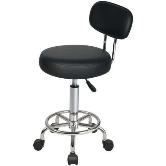 Levede Swivel Drafting Chair Round Rolling Bar Stool Leather Adjustable Office