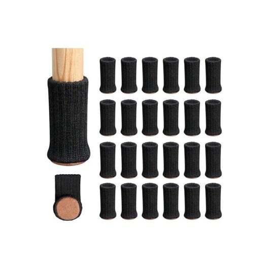Linghhang - 24pcs Chair Leg Socks, Furniture Feet, Non-Slip Chair Leg Caps for Fits 1' to 2' Diameter Chair Legs, Black