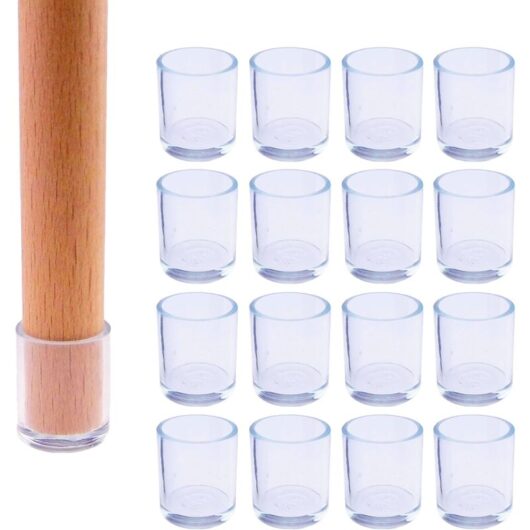 Linghhang - Set of 16 chair leg protection tips - Silicone - Round - Diameter: 16 mm