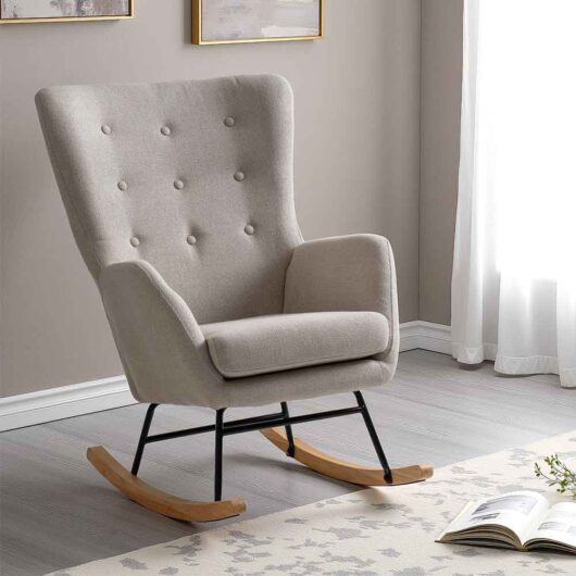 Livorno Fabric Bedroom Rocking Chair in Beige