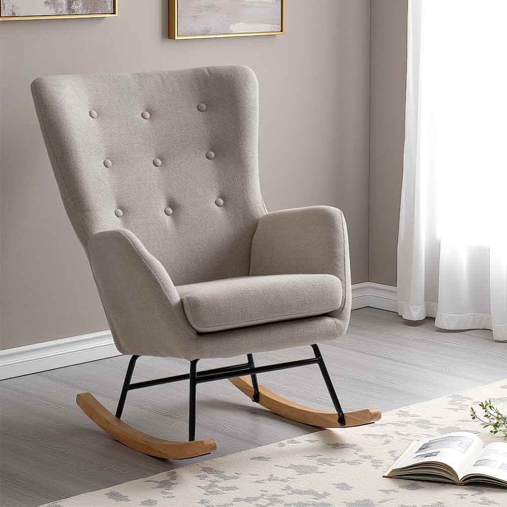 Livorno Fabric Bedroom Rocking Chair in Beige