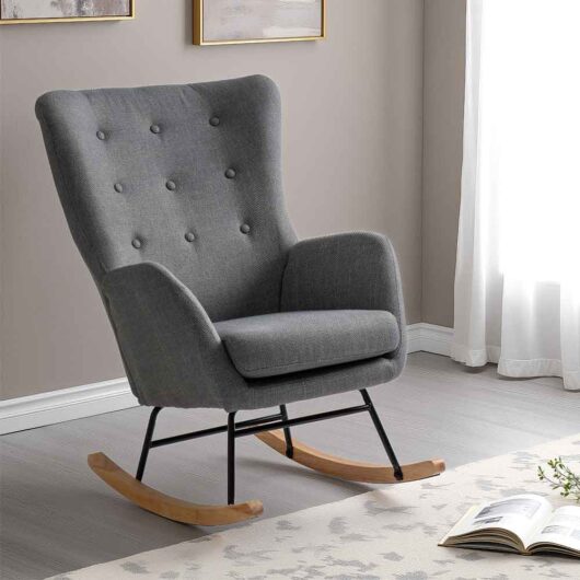Livorno Fabric Bedroom Rocking Chair in Dark Grey