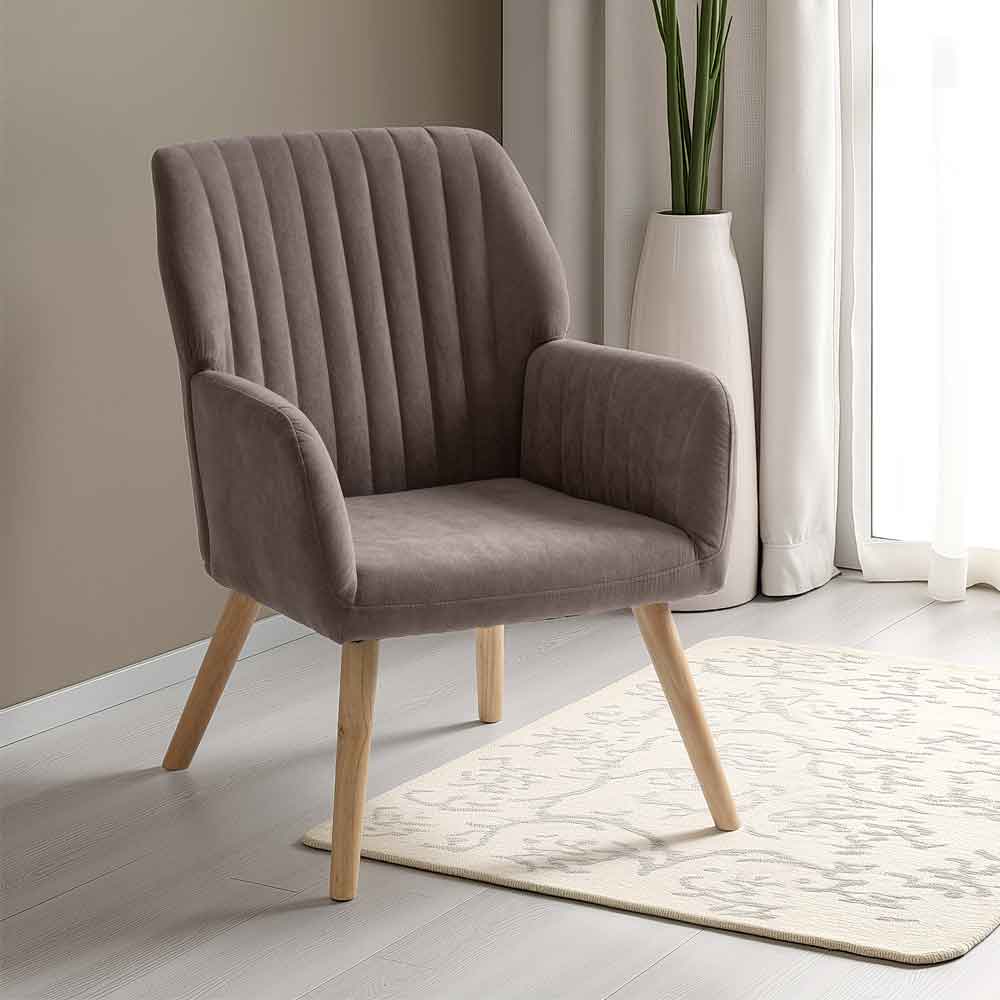 Lomaro Velvet Bedroom Occasional Chair in Brown
