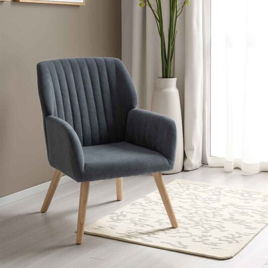 Lomaro Velvet Bedroom Occasional Chair in Dark Grey