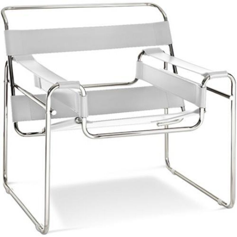 Lounge Chair - Leatherette & Metal - Ivan White