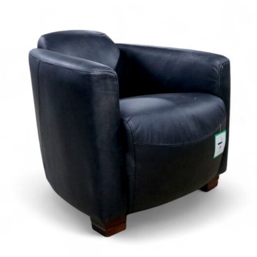 Marlborough Vintage Wash Black Leather Tub Chair