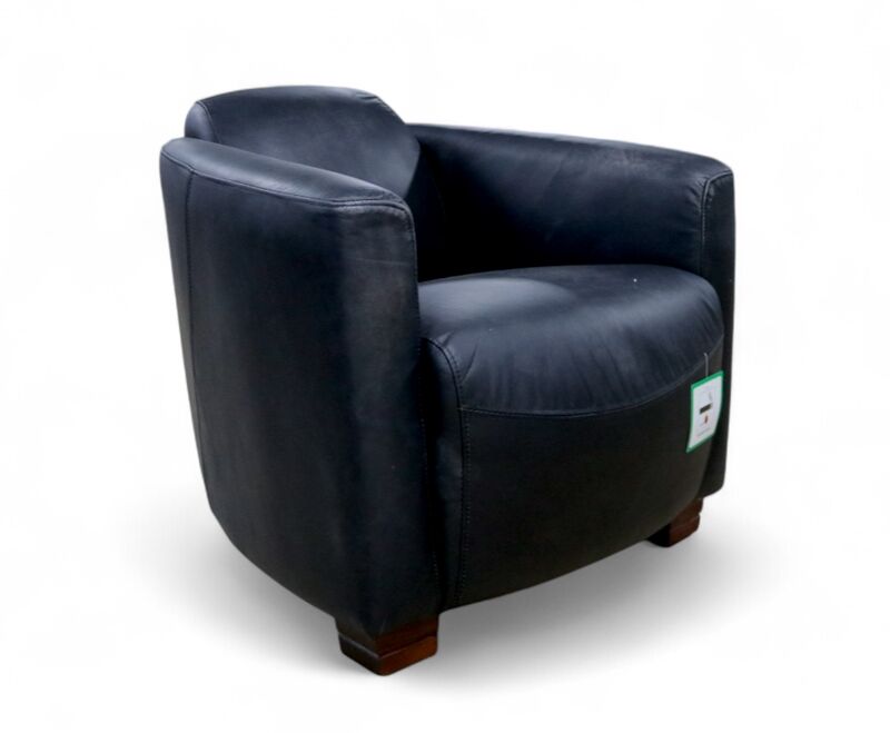 Marlborough Vintage Wash Black Leather Tub Chair