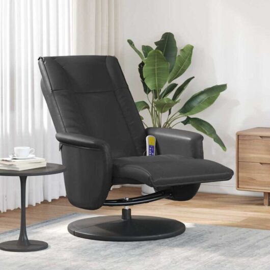 Massage Recliner Chair with Footrest Black Faux Leather Vidaxl