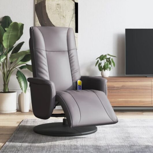 Massage Recliner Chair with Footrest Grey Faux Leather Vidaxl