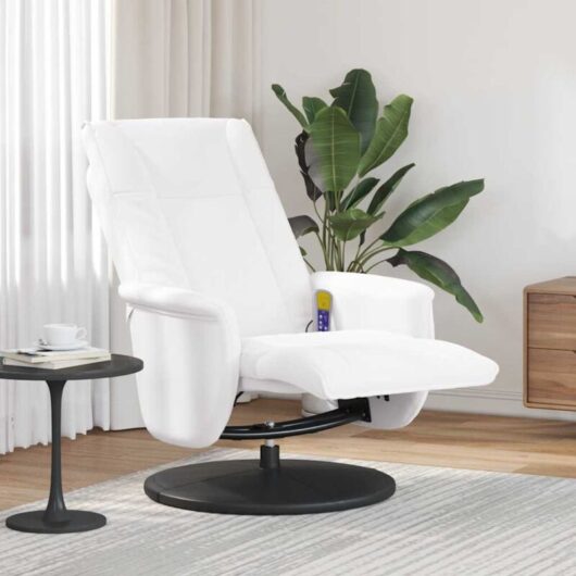 Massage Recliner Chair with Footrest White Faux Leather Vidaxl