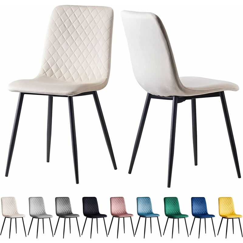 Mcc Direct - Set of 2 Designer Velvet Fabric Dining Chairs Metal Legs Lexi Chairs beige