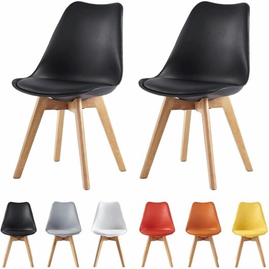 Mcc Direct - Set of 2 Dining Chairs Designer Side Chairs Wooden Home Office Commercial eva black