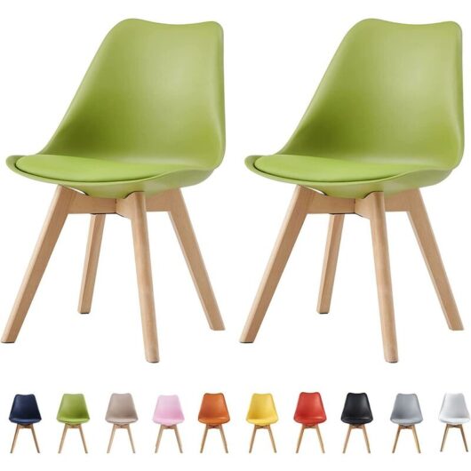 Mcc Direct - Set of 2 Dining Chairs Designer Side Chairs Wooden Home Office Commercial eva green