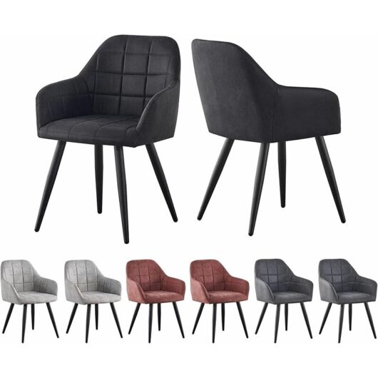 Mcc Direct - Set of 2 Faux Matte Suede Leather Dining Chairs Accent home & restaurants Adrian black