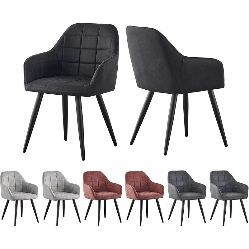 Mcc Direct - Set of 2 Faux Matte Suede Leather Dining Chairs Accent home & restaurants Adrian black