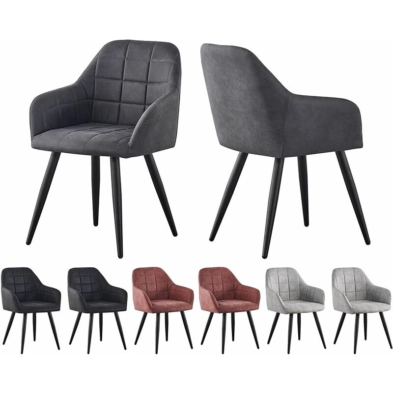 Mcc Direct - Set of 2 Faux Matte Suede Leather Dining Chairs Accent home & restaurants Adrian dark grey
