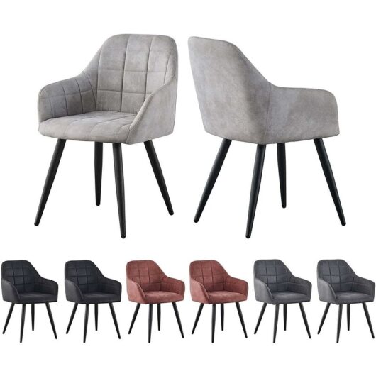 Mcc Direct - Set of 2 Faux Matte Suede Leather Dining Chairs Accent home & restaurants Adrian light grey