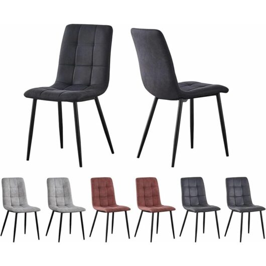 Mcc Direct - Set of 2 Faux Matte Suede Leather Dining Chairs home & restaurants Henri black