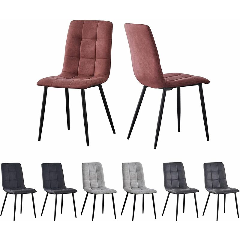 Mcc Direct - Set of 2 Faux Matte Suede Leather Dining Chairs home & restaurants Henri pink