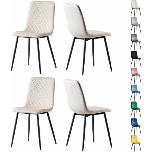 Mcc Direct - Set of 4 Designer Velvet Fabric Dining Chairs Metal Legs Lexi Chairs beige