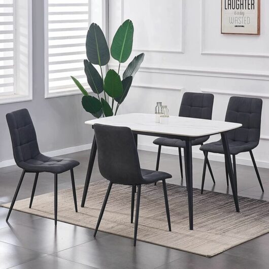 Mcc Direct - Set of 4 Faux Matte Suede Leather Dining Chairs home & restaurants Henri black