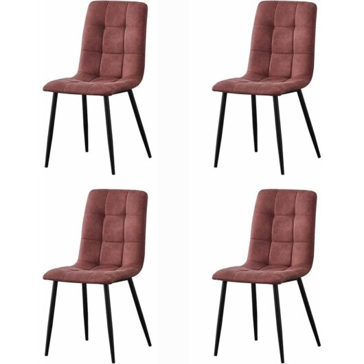 Mcc Direct - Set of 4 Faux Matte Suede Leather Dining Chairs home & restaurants Henri pink