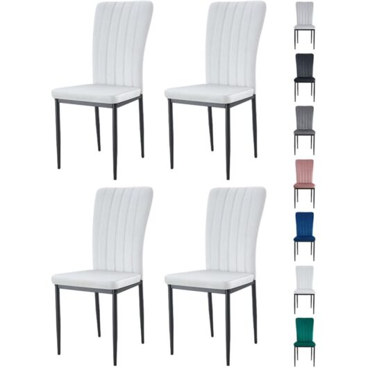 Mcc Direct - Velvet Padded Seat Dining Chairs with Metal Legs new elle beige 4