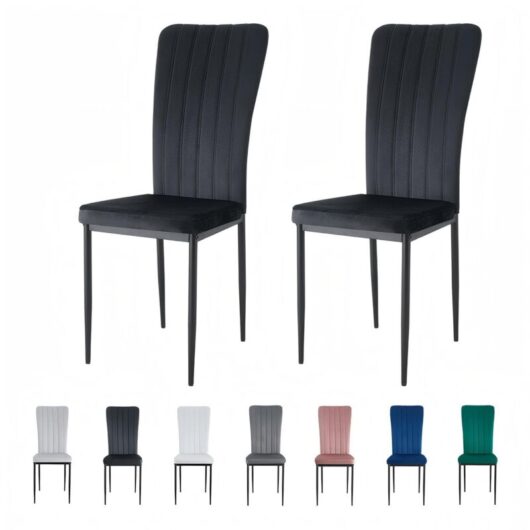 Mcc Direct - Velvet Padded Seat Dining Chairs with Metal Legs new elle black 2