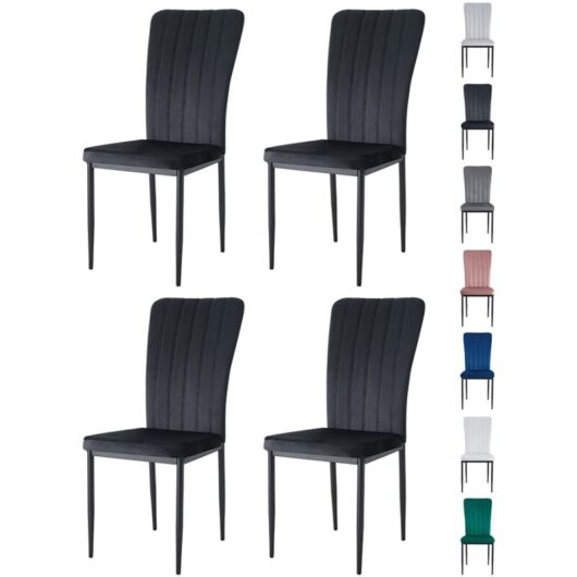 Mcc Direct - Velvet Padded Seat Dining Chairs with Metal Legs new elle black 4