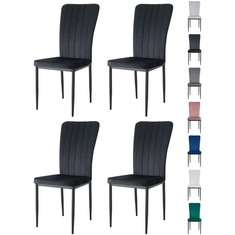 Mcc Direct - Velvet Padded Seat Dining Chairs with Metal Legs new elle black 4