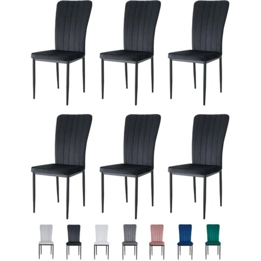 Mcc Direct - Velvet Padded Seat Dining Chairs with Metal Legs new elle black 6